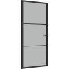 Interiérové dveře 93 x 201,5 cm černé ESG sklo a hliník [350554] (Barva Černá a mléčná)