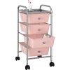 Mobilní úložný vozík se 4 zásuvkami plastový [320400] (Barva Růžová)