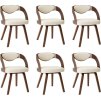 Jídelní židle 6 ks krémové ohýbané dřevo a umělá kůže [278841] (Barva krémová a tmavě hnědá)