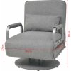 Otočné křeslo rozkládací tmavě šedé textil [244666] (Barva Světle šedá)