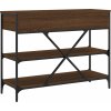 Konzolový stolek se zásuvkami a policemi kompozit [833407] (Barva Hnědý dub)
