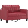 2dílná sedací souprava s polštáři umělá kůže [3201371] (Barva vínová červená)