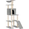 Škrabadlo pro kočky se sisalovými sloupky 166 cm [171682] (Barva Světle šedá)