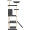Škrabadlo pro kočky se sisalovými sloupky 166 cm [171682] (Barva Světle šedá)