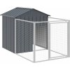 Psí bouda s výběhem 117x201x123 cm pozinkovaná ocel [172352] (Barva Světle šedá)