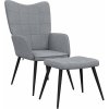Relaxační židle se stoličkou textil [327952] (Barva Světle šedá)