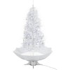 Sněžící vánoční stromeček s deštníkovým stojanem 190 cm [284338] (Barva Bílá)