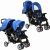 Tandemový kočárek a černý ocel [10112] (Barva Modrá)