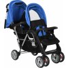 Tandemový kočárek a černý ocel [10112] (Barva Modrá)