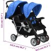 Tandemový kočárek a černý ocel [10112] (Barva Modrá)