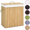 Bambusový koš na prádlo se 2 přihrádkami 100 l [320748] (Barva Tmavě hnědá)