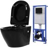 Závěsná toaleta s podomítkovou nádržkou keramická černá [3054478]