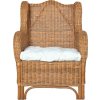 Křeslo s poduškou přírodní ratan a lněné plátno [325465] (Barva Světle hnědá)