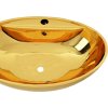 Umyvadlo s přepadem 58,5 x 39 x 21 cm keramika [143476] (Barva Zlatá)