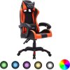 Herní židle s RGB LED podsvícením umělá kůže [288002] (Barva oranžová a černá)
