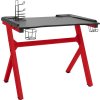 Herní stůl s LED a nohami ve tvaru Y 110 x 60 x 75 cm [325425] (Barva Černo-červený)