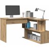 Rohový psací stůl 200,5x50x76cm kompozitní dřevo [801103] (Barva Bílá a dub sonoma)