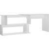 Rohový psací stůl 200,5x50x76cm kompozitní dřevo [801103] (Barva Bílá a dub sonoma)