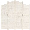 Ručně vyřezávaný 4dílný paraván 160x165 masivní mangovník [285328] (Barva Šedá)