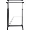 Nastavitelný stojan na oblečení 4 kolečka 2 šatní tyče [50212] (Barva Černá)