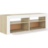 TV skříňka s LED osvětlením 120x35x40 cm [804360] (Barva Bílá a dub sonoma)