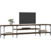 TV stolek 201 x 35 x 45 cm kompozitní dřevo a železo [831817] (Barva Hnědý dub)