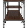 TV stolek 201 x 35 x 45 cm kompozitní dřevo a železo [831817] (Barva Hnědý dub)