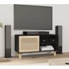 TV stolek 80x30x40 cm masivní borovice a přírodní ratan [345613] (Barva Černá)