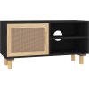 TV stolek 80x30x40 cm masivní borovice a přírodní ratan [345613] (Barva Černá)