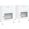Noční stolky 2 ks 40 x 30 x 54,5 cm ocel a sklo [3095203] (Barva Bílá)