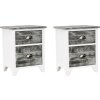 Noční stolky 2 ks se 2 zásuvkami [242041] (Barva Bílo-šedá)