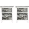 Noční stolky 2 ks se 2 zásuvkami [242041] (Barva Bílo-šedá)