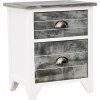 Noční stolky 2 ks se 2 zásuvkami [242041] (Barva Bílo-šedá)