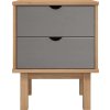 Noční stolek OTTA hnědý a bílý 45x39x57 cm masivní borovice [348577] (Barva Krémová a antracitová)
