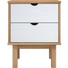 Noční stolek OTTA hnědý a bílý 45x39x57 cm masivní borovice [348577] (Barva Krémová a antracitová)