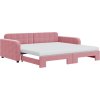 Válenda s přistýlkou a matracemi 100 x 200 cm samet [3196963] (Barva Růžová)