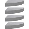 Nástěnné rohové police 4 ks 25 x 25 x 3,8 cm MDF [323903] (Barva Šedá)