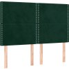 Čelo postele s LED 144x5x118/128 cm samet [3122335] (Barva Tmavě zelená)