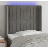 Čelo postele s LED 103 x 16 x 118/128 cm samet [3124328] (Barva Světle šedá)