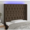 Čelo postele s LED 103 x 16 x 118/128 cm textil [3124377] (Barva Tmavě hnědá)