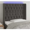 Čelo postele s LED 103 x 16 x 118/128 cm samet [3124427] (Barva Tmavě šedá)