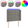 Čelo postele s LED 103 x 16 x 118/128 cm samet [3124427] (Barva Tmavě šedá)