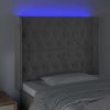 Čelo postele s LED 103 x 16 x 118/128 cm samet [3124427] (Barva Tmavě šedá)