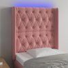 Čelo postele s LED 83 x 16 x 118/128 cm samet [3124419] (Barva Růžová)