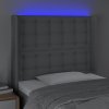 Čelo postele s LED 93 x 16 x 118/128 cm textil [3124467] (Barva Tmavě hnědá)