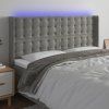 Čelo postele s LED 203 x 16 x 118/128 cm samet [3124548] (Barva Světle šedá)