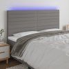 Čelo postele s LED 200x5x118/128 cm textil [3122586] (Barva Světle šedá)