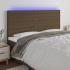 Čelo postele s LED 200x5x118/128 cm textil [3122586] (Barva Světle šedá)