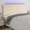Čelo postele s LED 200x5x118/128 cm textil [3122586] (Barva Světle šedá)