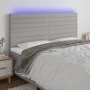 Čelo postele s LED 200x5x118/128 cm textil [3122586] (Barva Světle šedá)